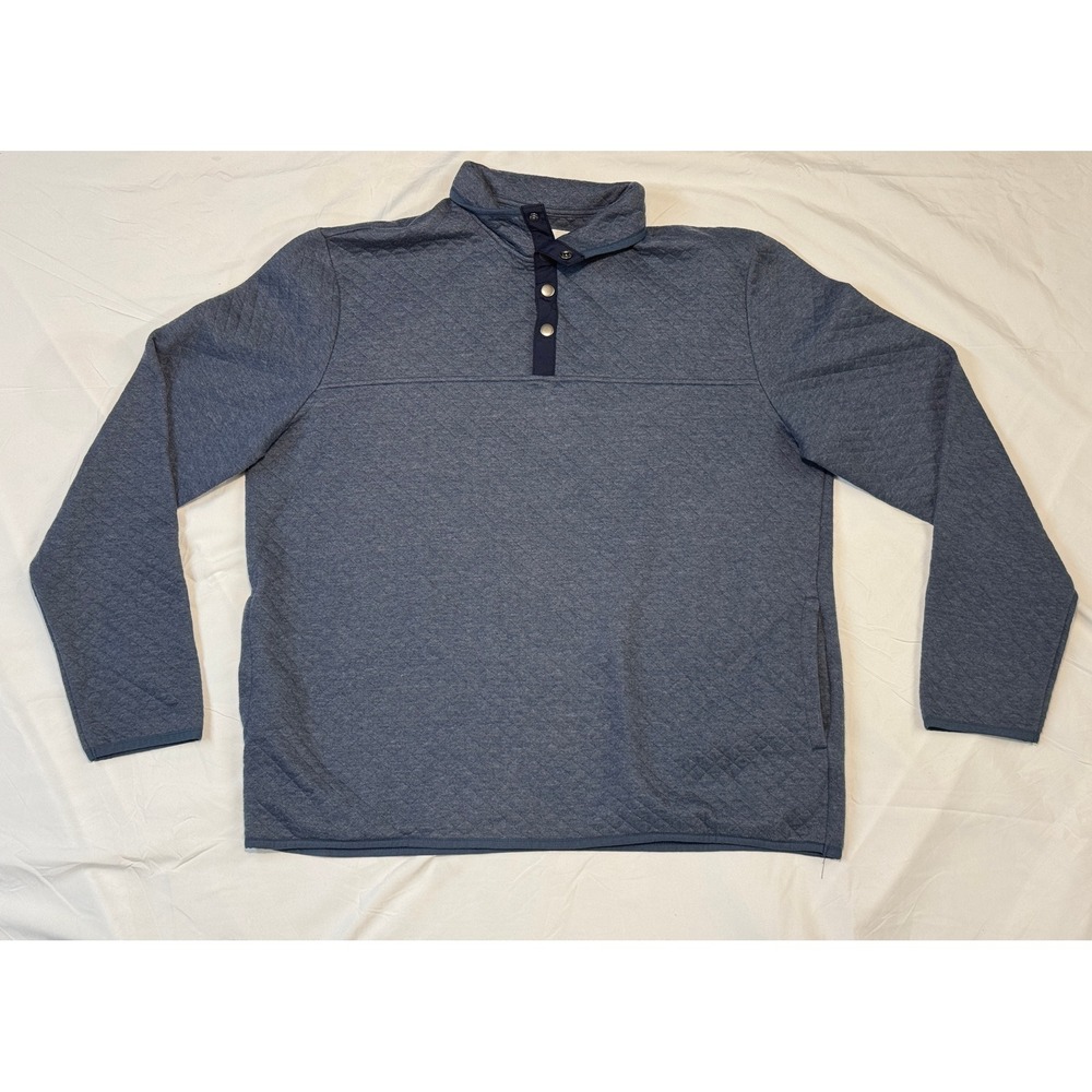 Sonoma Goods For Life Mens XXL Quilted Snap Mock Neck Pullover Blue 213778